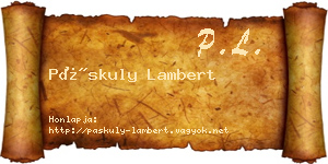 Páskuly Lambert névjegykártya
